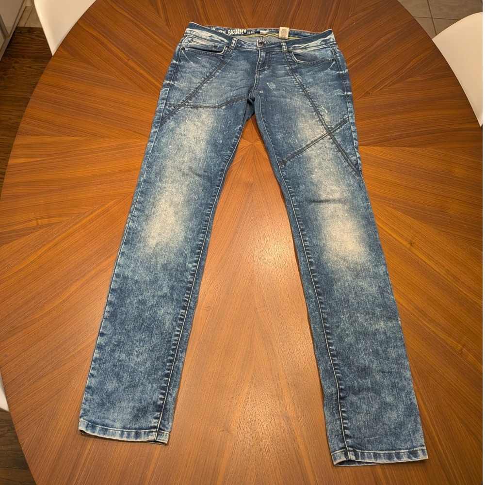 DKNY City Skinny Jeans Womens 28 Blue Excellent Acid Wash Moto Seam Distressed